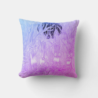 Coussin Forêt de Pleine lune d'Halloween violet bleu