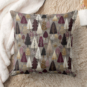 Coussin Forêt d'hiver de l'art folklorique Taupe de Bourgo