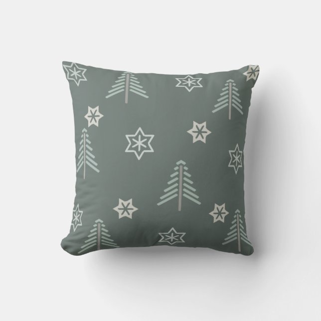 Coussin Forêt d'hiver vintage Motif foncé (Recto)