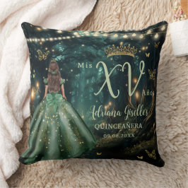 Coussin Forêt enchantée vert émeraude Quinceañera photo