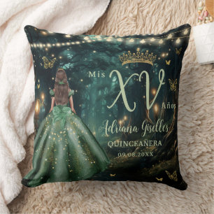 Coussin Forêt enchantée vert émeraude Quinceañera photo