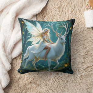 Coussin Forêt Magique de la Fée et du Cerf Blanc