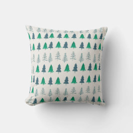 Coussin Forêt traditionnelle rustique d'hiver Arbres verts
