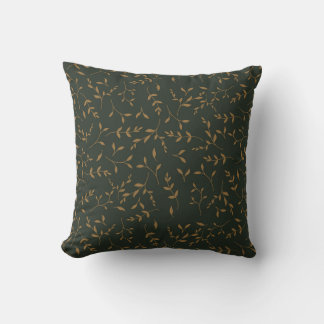 Coussin Forêt verte au motif de feuille d'or lunatique