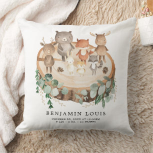 Coussin Forêt verte moderne Bois Animaux Pépinière