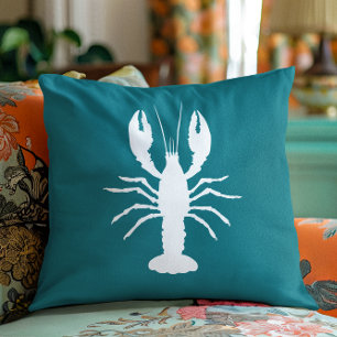 Coussin Forme de homard bleu sarcelle et blanc
