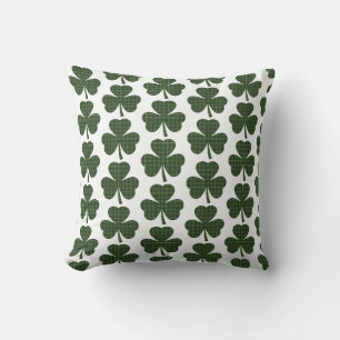 Coussin Forme de trèfle à carreaux vert foncé