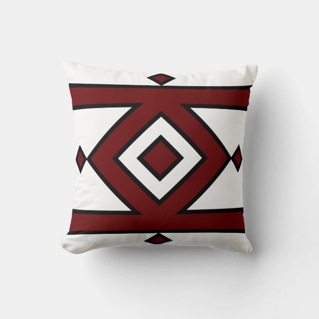 Coussin Forme géométrique rouge et blanc noir (Recto)
