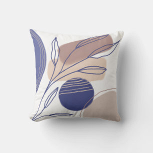 Coussin Formes biologiques Abstraites - Bleu et Beige