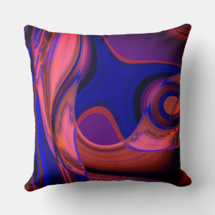 Coussin Formes circulaires et courbes en bleu royal au cui