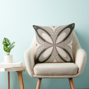 Coussin Formes circulaires rétro beige et marron