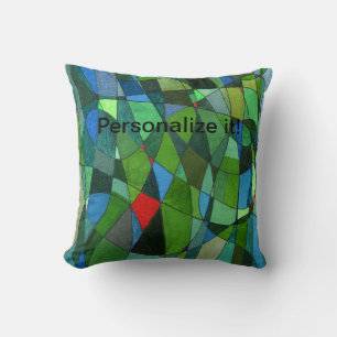 Coussin Formes courbes douces en vert cool et accents roug