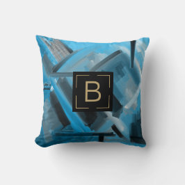 Coussin Formes d'art Abstrait bleu moderne