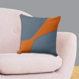 Coussin Formes de quarts irréguliers orange et bleu  