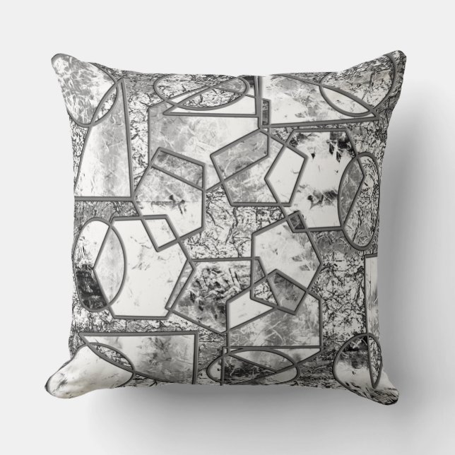 Coussin Formes géométriques aux étranges textures grises (Recto)