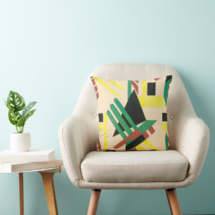 Coussin Formes Géométriques Jazz Pochoir Art Déco Vintage