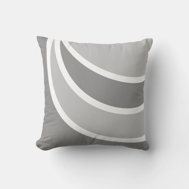 Coussin Formes géométriques ondulées grises et blanches ab (Recto)