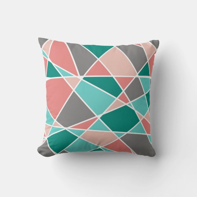 Coussin Formes géométriques Turquoises en gris gris gris g (Recto)