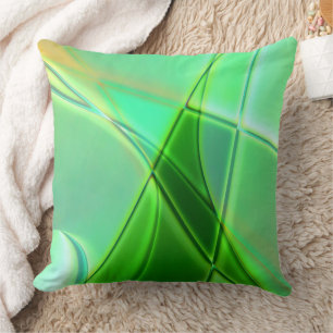 Coussin Formes géométriques vertes courbes avec contours p