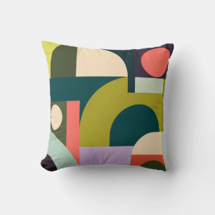 Coussin Formes géométriques vibrantes en jaune et noir Art
