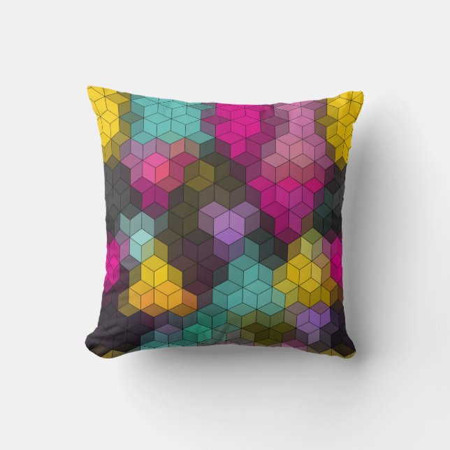 Coussin formes hexagones géométriques modernes Abstraites  (Recto)