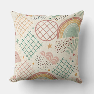 Coussin Formes Rétro et Textures Pointillées en Pastel Ter