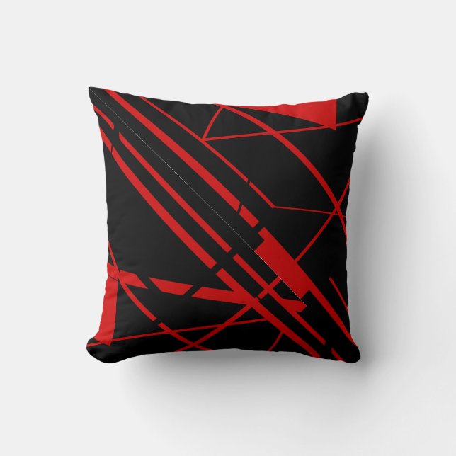 Coussin Formes rouges, lignes sur conception Abstraite noi (Recto)
