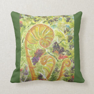 Coussin Fougères abstraites d'aquarelle
