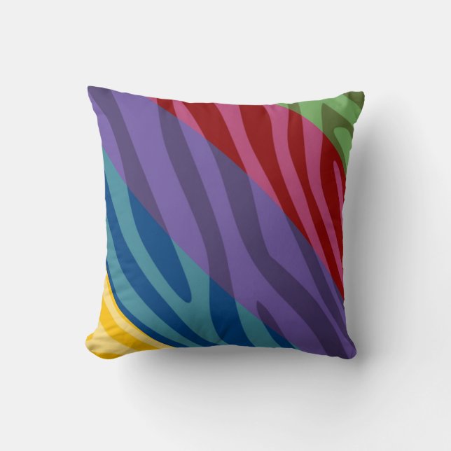 Coussin Fourrure d'impression couleur rétro Zebra (Recto)