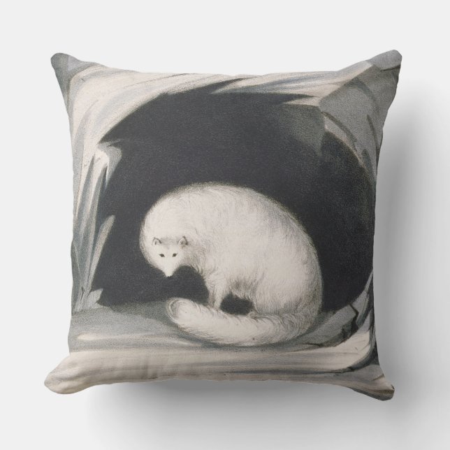 Coussin Fox arctique, de 'récit d'un deuxième voyage (Recto)