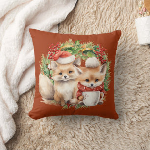 Coussin Fox Couple hiver Wire Noël