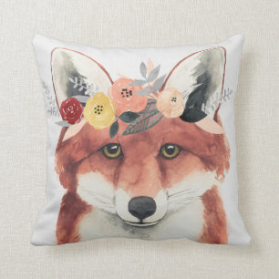 Coussin Fox de forestier de couronne de fleur