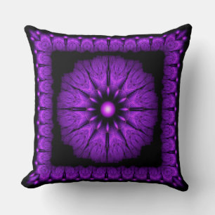 Coussin Fractal fée bleu ornement encadré
