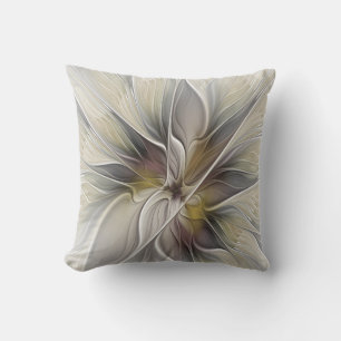 Coussin Fractal floral, fleur de fantaisie aux couleurs de