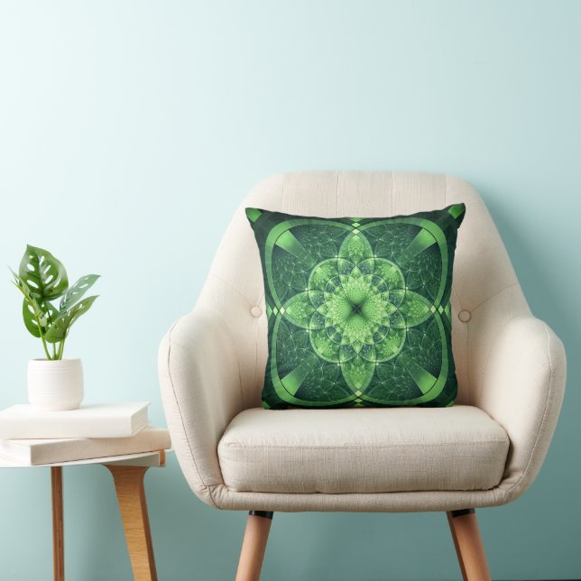 Coussin Fractal Green St Patrick's Day Lucky Shamrock (Chaise)