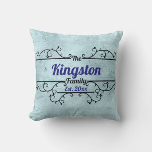 Coussin Fractionner les vignes Bordure Personnalisée Bleu
