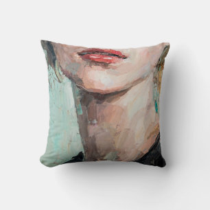 Coussin Fragment de peinture artistique. Portrait d'une fi