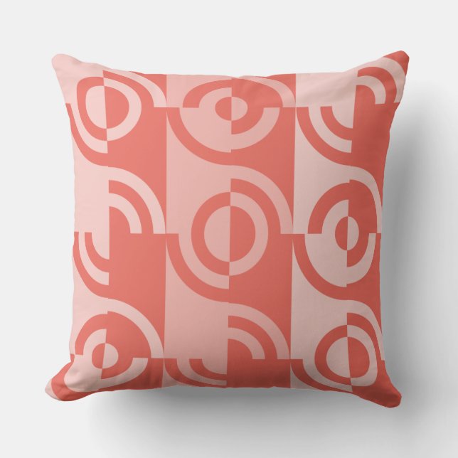 Coussin Fragments circulaires géométriques modernes rouges (Recto)