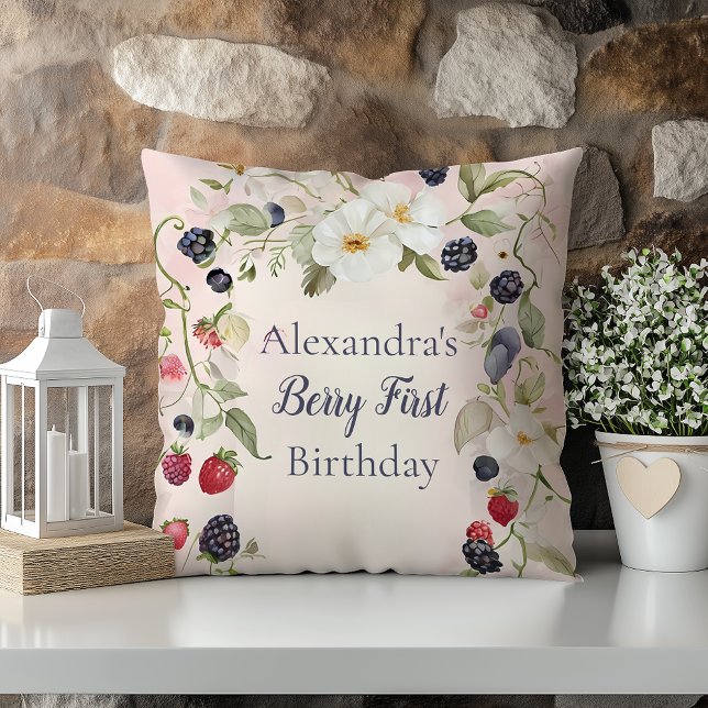 Coussin Fraise Berry 1ère fête d'anniversaire (Créateur téléchargé)