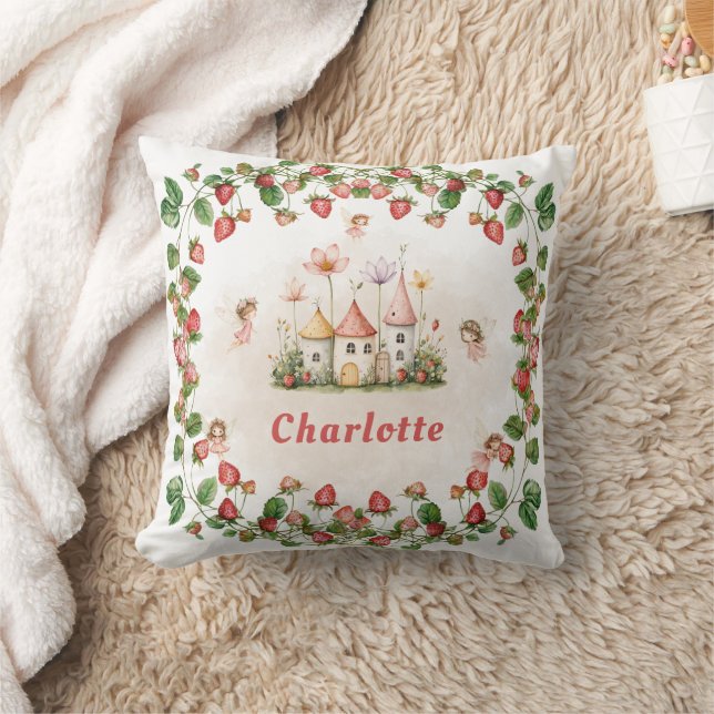 Coussin Fraise enchantée jardin fée anniversaire (Couverture)