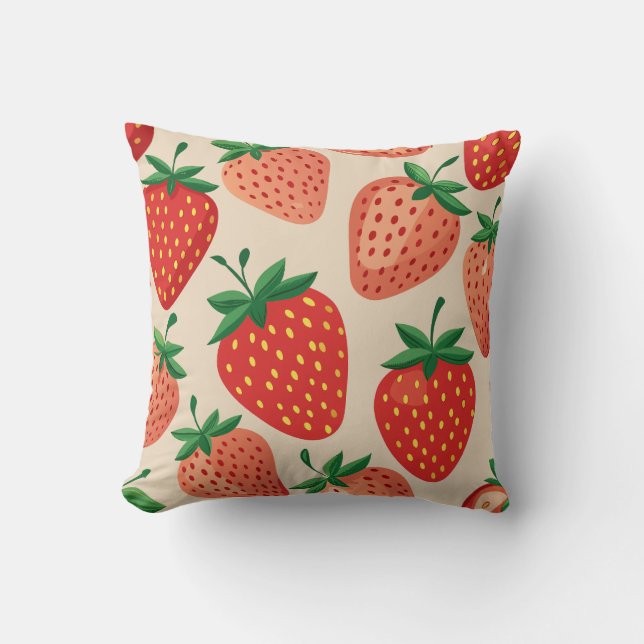 Coussin Fraise, photos de fruits (Recto)