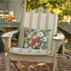 Coussin Fraises joyeuses et feuilles vertes