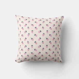 Coussin fraises rose