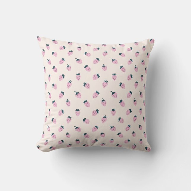 Coussin fraises rose (Recto)