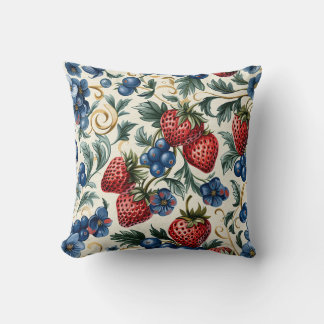 Coussin Framboise rouge et bleuet bleu Royal Farm Style