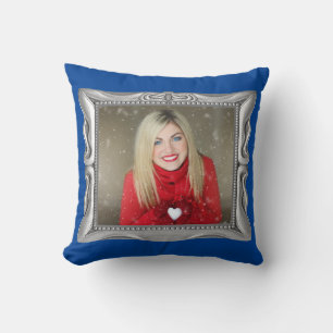Coussin Frame argent fantaisie et bleu personnalisé Votre