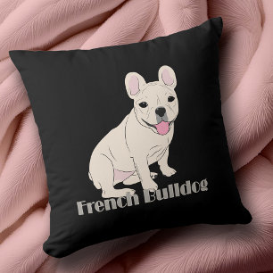 Coussin Français Amoureux de Bulldog Noir