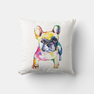 Coussin Français Bulldog Aquarelle Dessin À La Main Pour