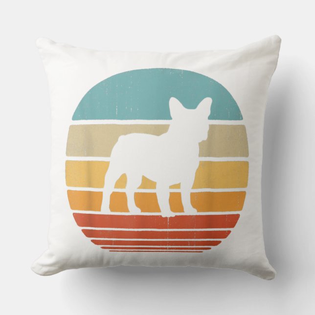 Coussin Français Bulldog Silhouette 60s les années 70 Amou (Recto)