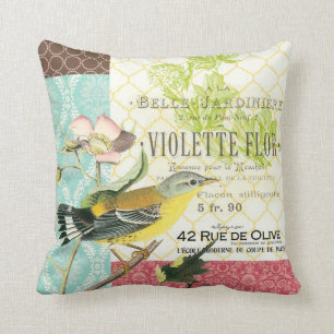 Coussin français vintage moderne d'oiseau